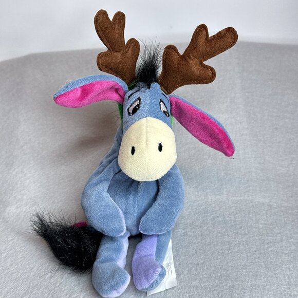 Disney Other - Reindeer Eeyore Winnie The Pooh The Disney Store Bean Bag 9" Plush Stuffed Toy